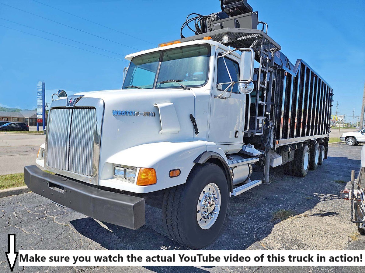 2003 WESTERN STAR 4900SA TRI-AXLE GRAPPLE TRUCK, CRANE TRUCK, KNUCKLEBOOMS, HAUL TRUCK. in Bluffton, IN