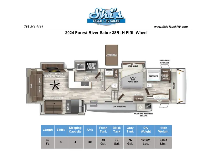 2024 Forest River Sabre 38RLH