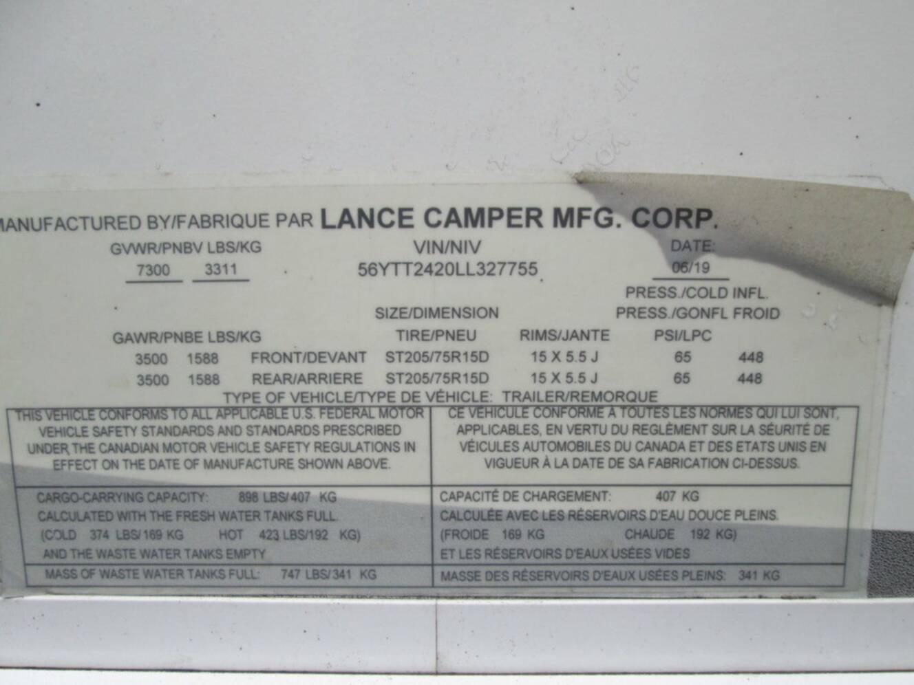 A photo of this 2020 Lance 2465 PULL CAMPER