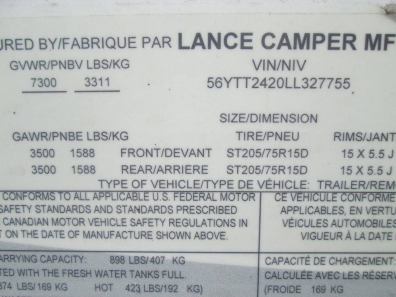 A photo of this 2020 Lance 2465 PULL CAMPER