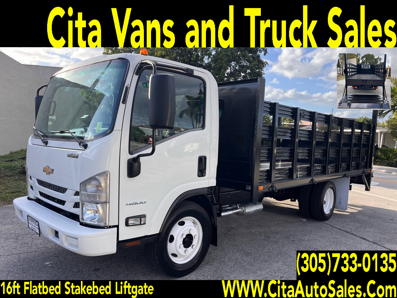 2019 CHEVROLET 3500 NPR 16 FT FLATBED STAKEBED WITH LIFTGATE in Miami, FL