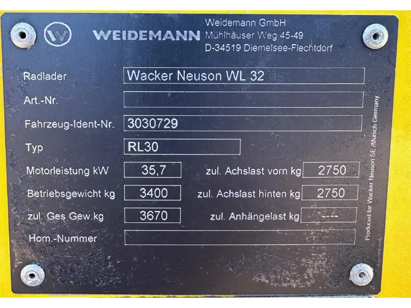 2017 WACKER NEUSON WL32