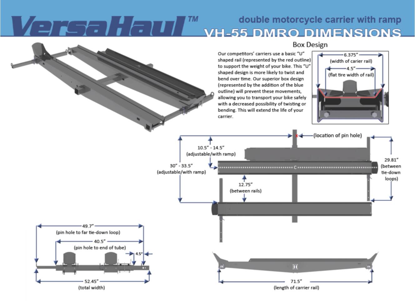 A photo of this 2023 Versa Haul MOTORCYCLE CARRIER