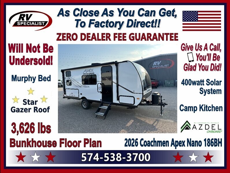 2026 Coachmen Apex Nano 186BH in goshen IN
