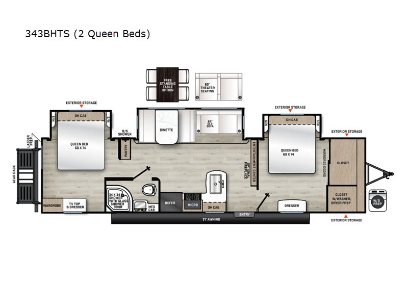 A photo of this 2026 Coachmen Rv Catalina Legacy Edition 343BHTS 2 Queen Beds