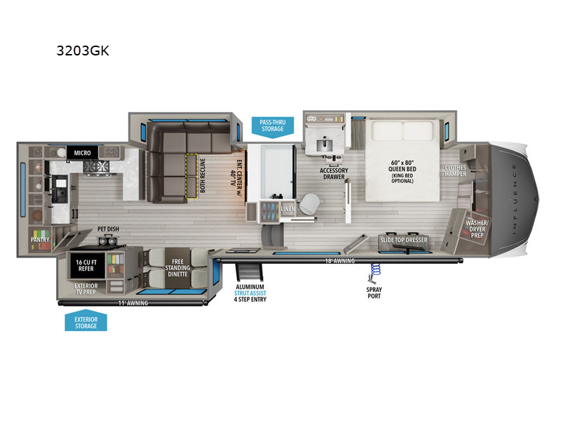 A photo of this 2025 Grand Design Influence 3203GK