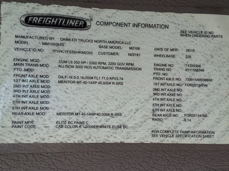 2019 FREIGHTLINER BUSINESS CLASS M2 106