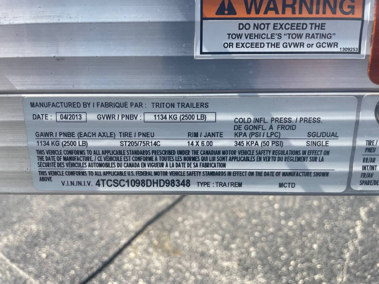 A photo of this 2013 Triton Trailers MCTD