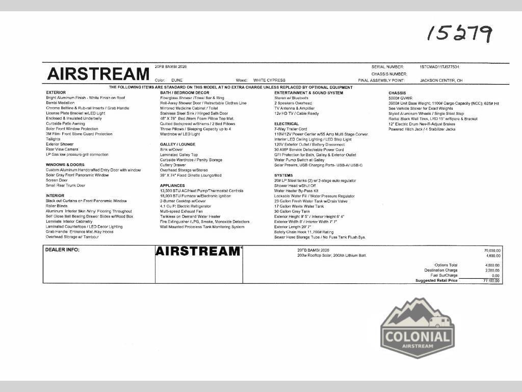 A photo of this 2026 Airstream Bambi 20FB