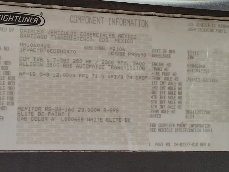 2012 FREIGHTLINER BUSINESS CLASS M2 106