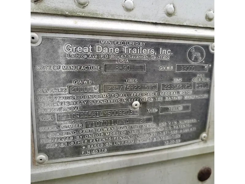 1990 GREAT DANE PUP TRAILER