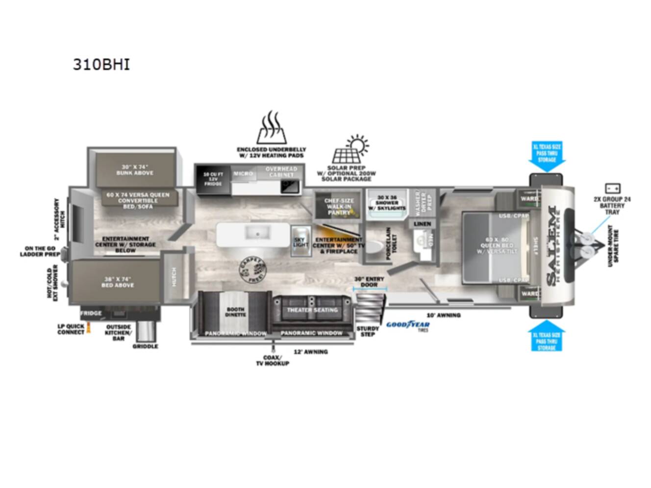 A photo of this 2024 Forest River Rv Salem Hemisphere 310BHI