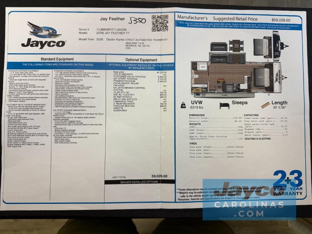 2026 Jayco Jay Feather 25RB in monroe NC