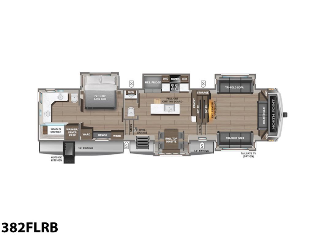 A photo of this 2026 Jayco Fifth Wheels North Point 382FLRB