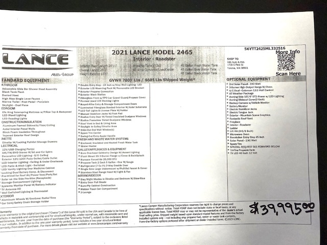 2021 Lance 2465 in yakima WA