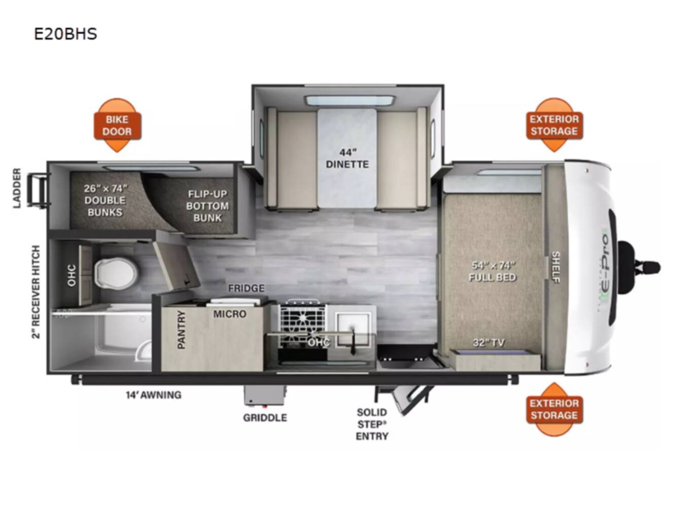 A photo of this 2023 Forest River Rv Flagstaff E-Pro E20BHS
