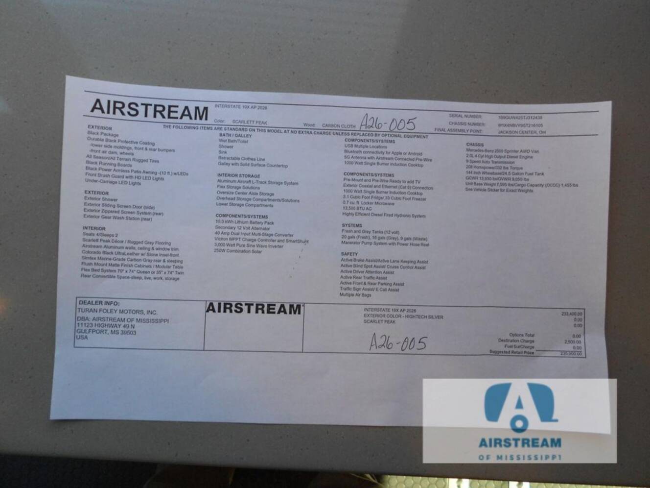 A photo of this 2026 Airstream Interstate 19X Std. Model