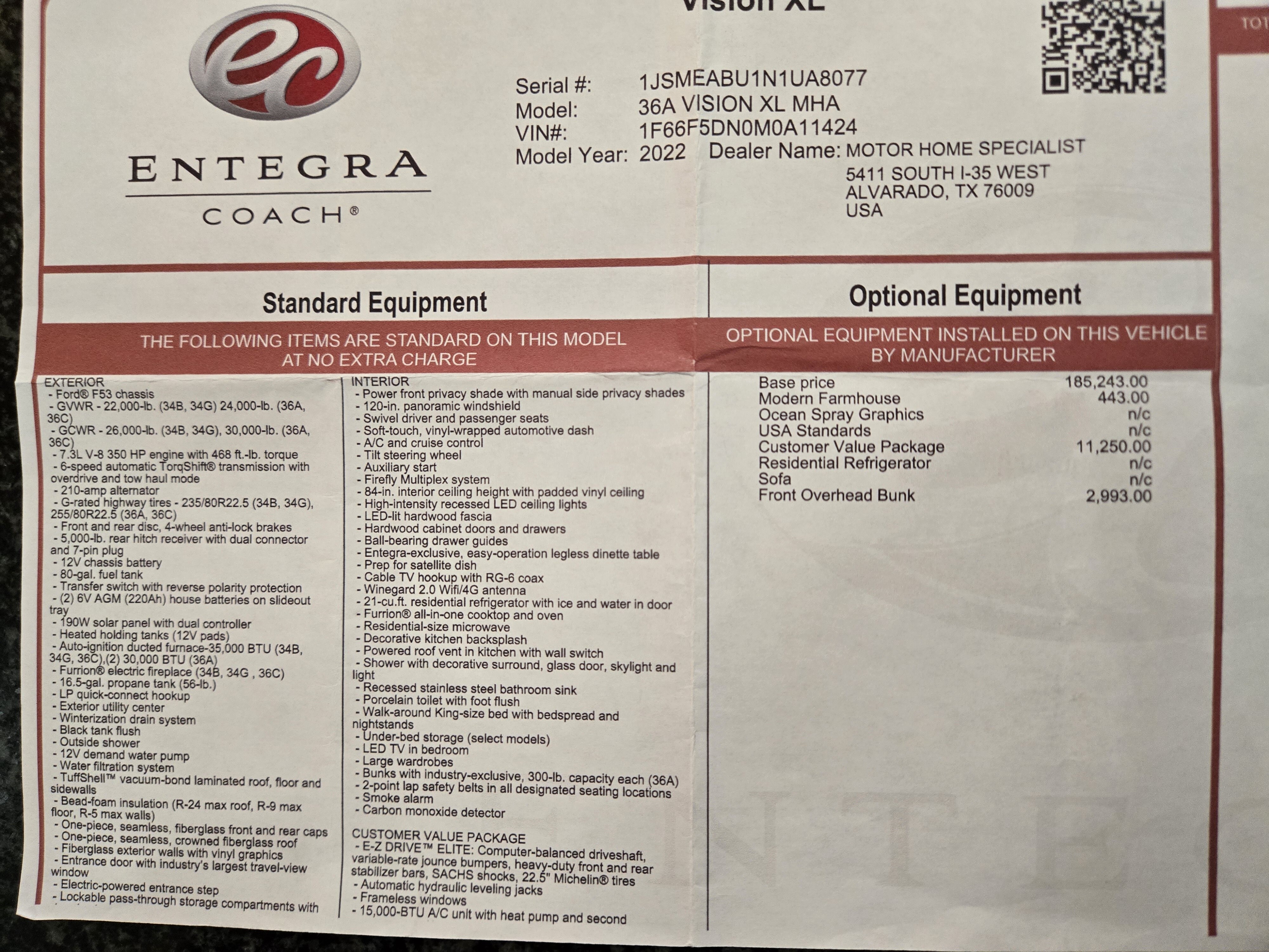 2022 Entegra Coach VISION XL 36A in coppell TX