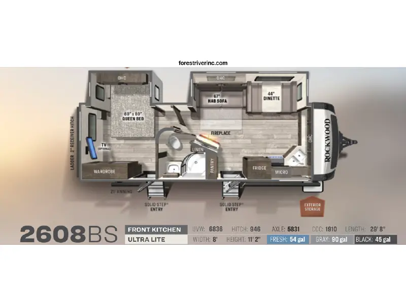 2021 FOREST RIVER ROCKWOOD 2608BS