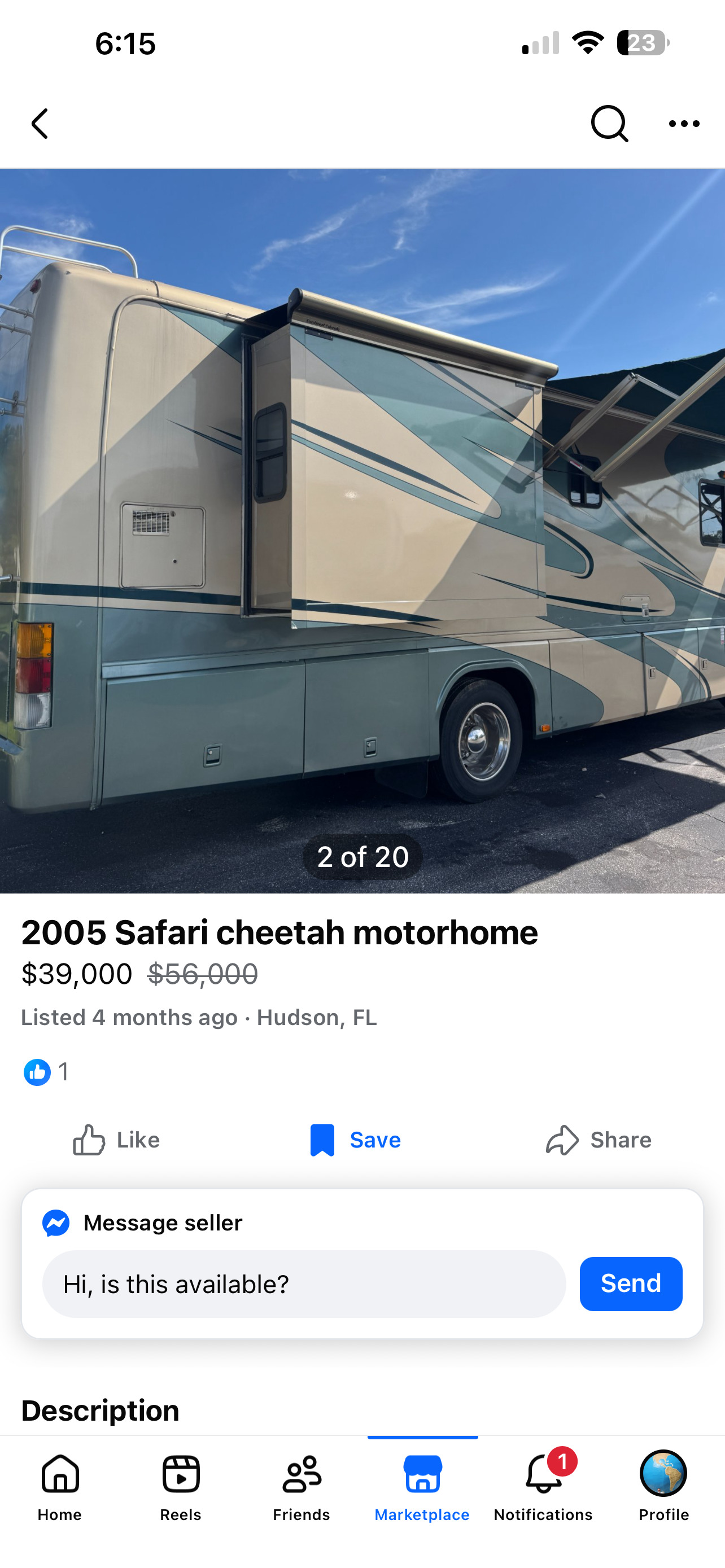 2005 Safari CHEETAH 38 PDQ in holiday FL