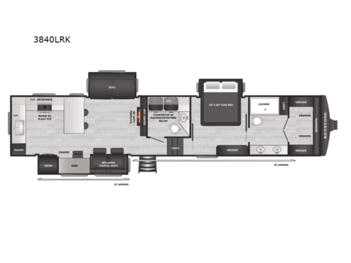 A photo of this 2026 Keystone Rv Sprinter 3840LRK