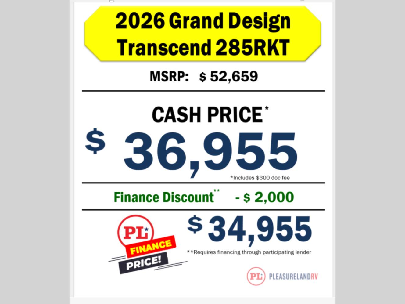 A photo of this 2026 Grand Design Transcend 285RKT