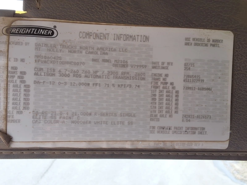 2016 FREIGHTLINER BUSINESS CLASS M2 106