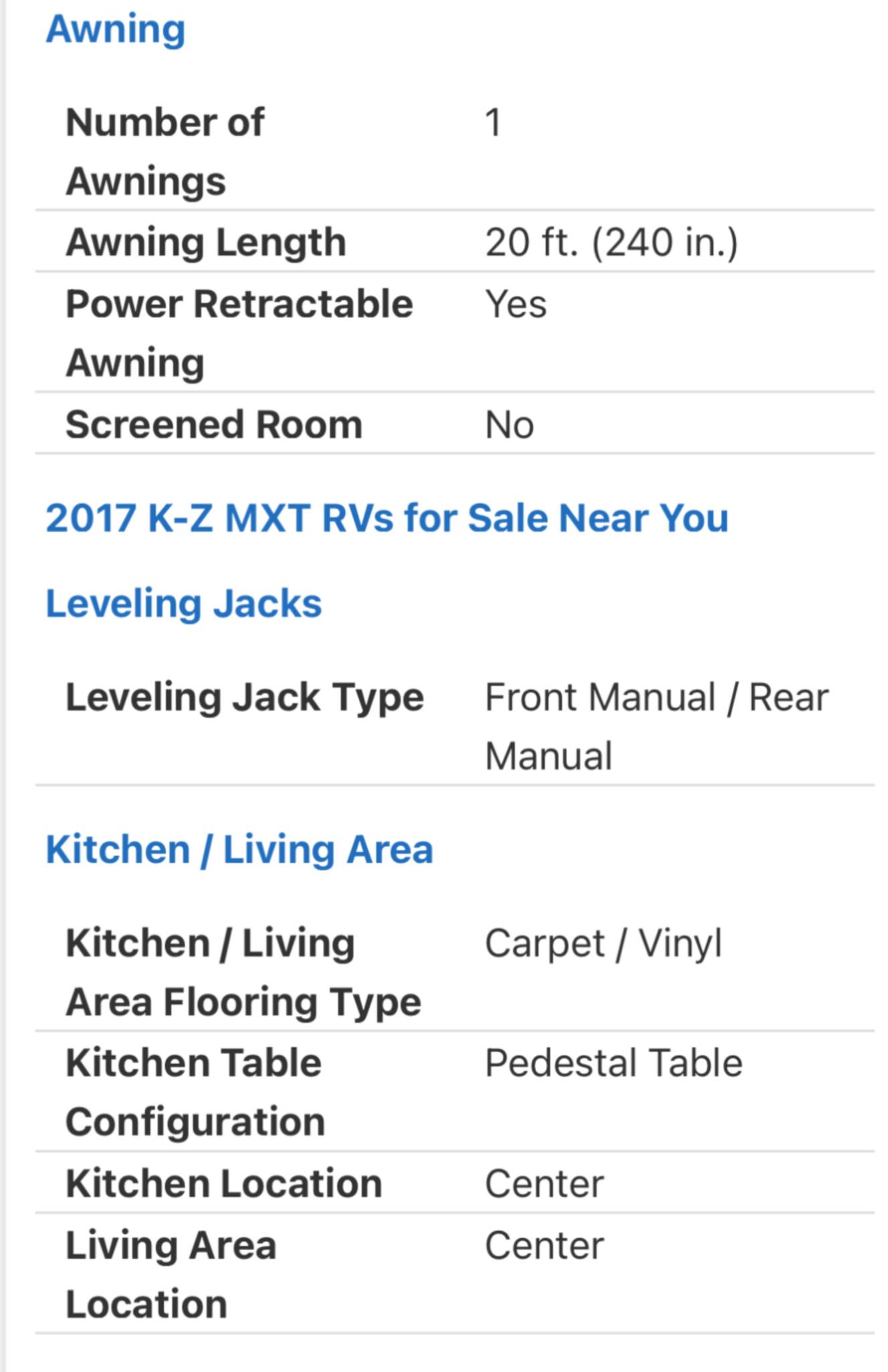A photo of this 2017 K-Z MXT MXT3190
