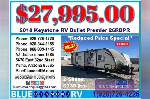 2018 Keystone Rv Premier Ultra Lite 26RBPR in yuma AZ
