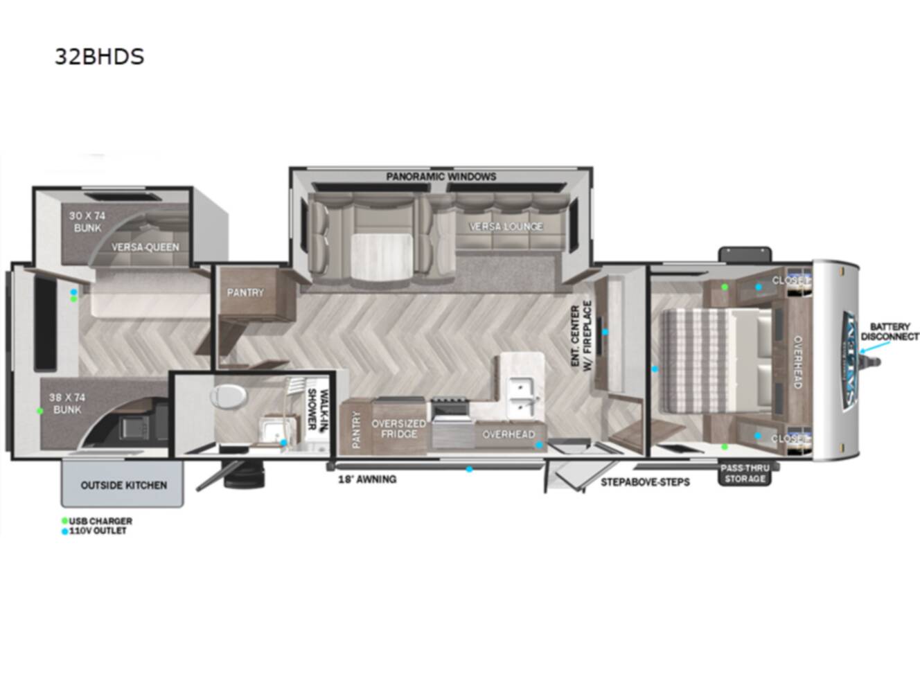 A photo of this 2022 Forest River Rv Salem 32BHDS