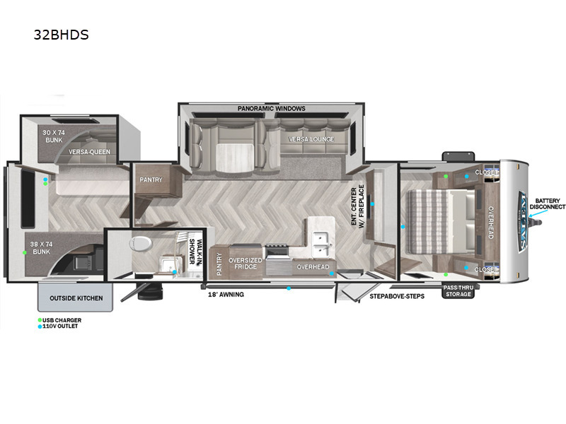 A photo of this 2022 Forest River Rv Salem 32BHDS