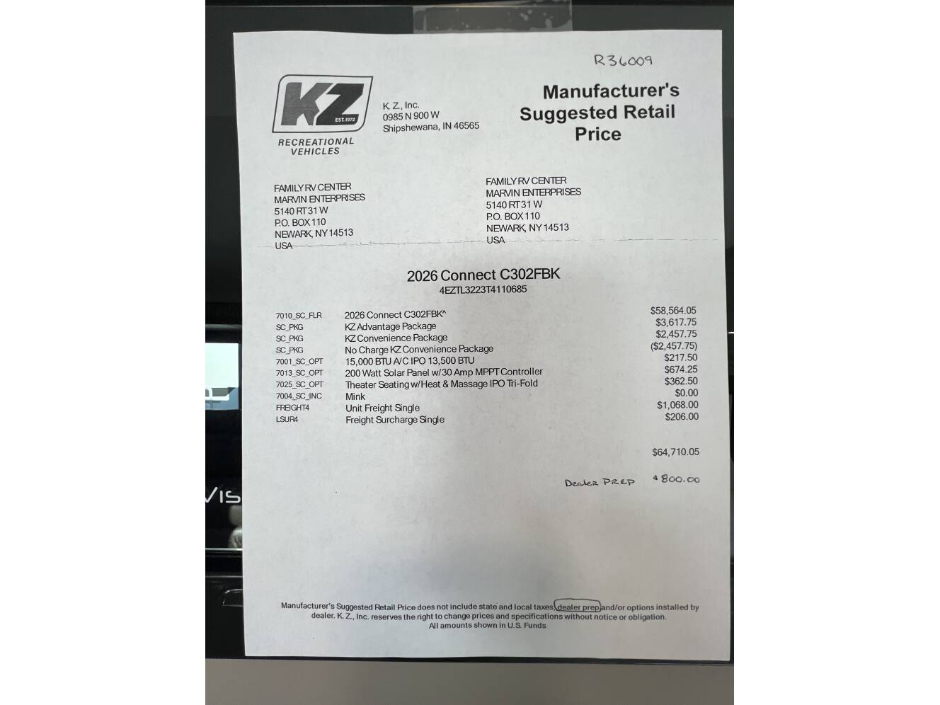 A photo of this 2026 K-Z CONNECT C302FBK