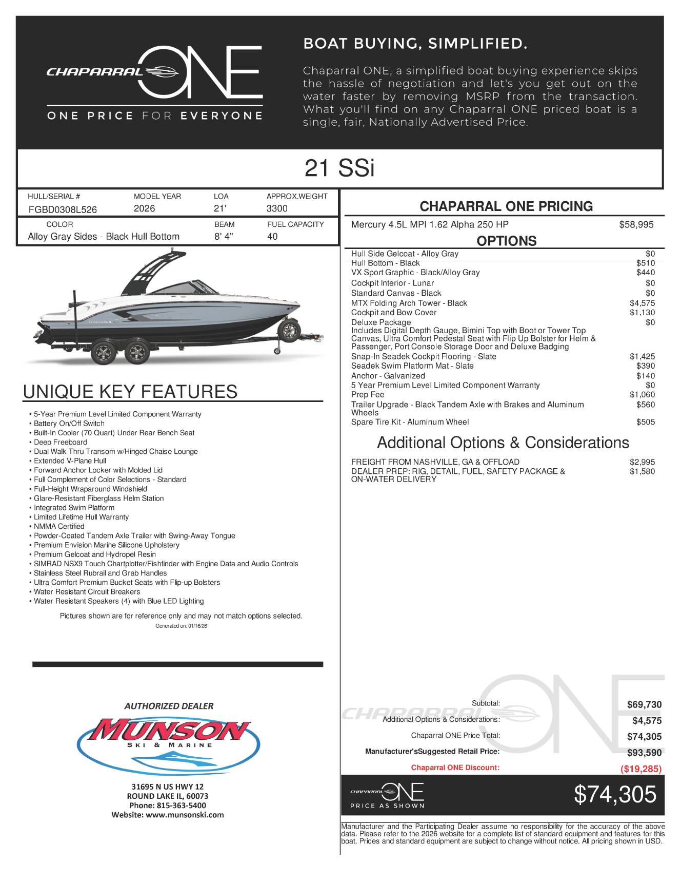 A photo of this 2026 Chaparral 21 SSI SPORT