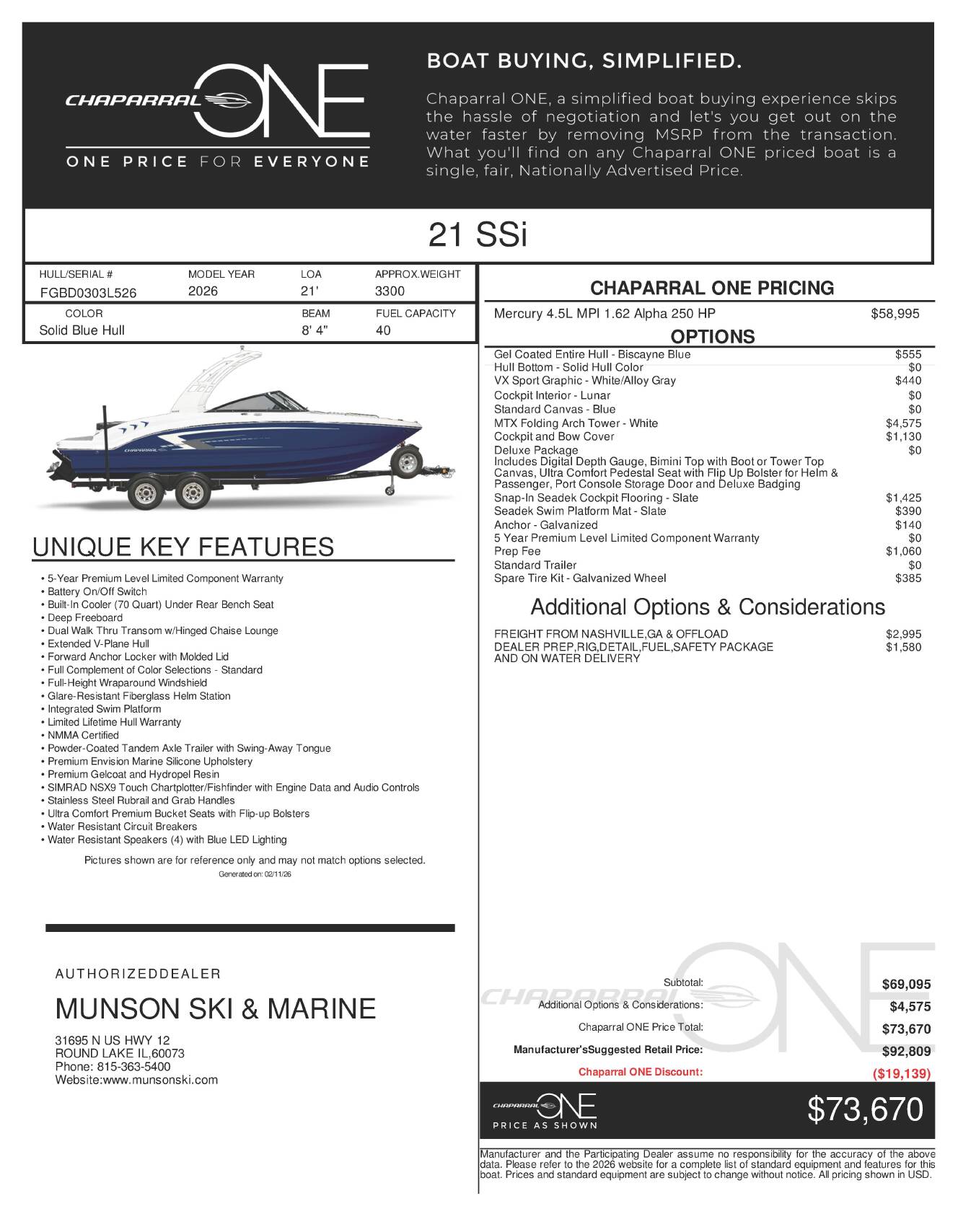 A photo of this 2026 Chaparral 21 SSI SPORT
