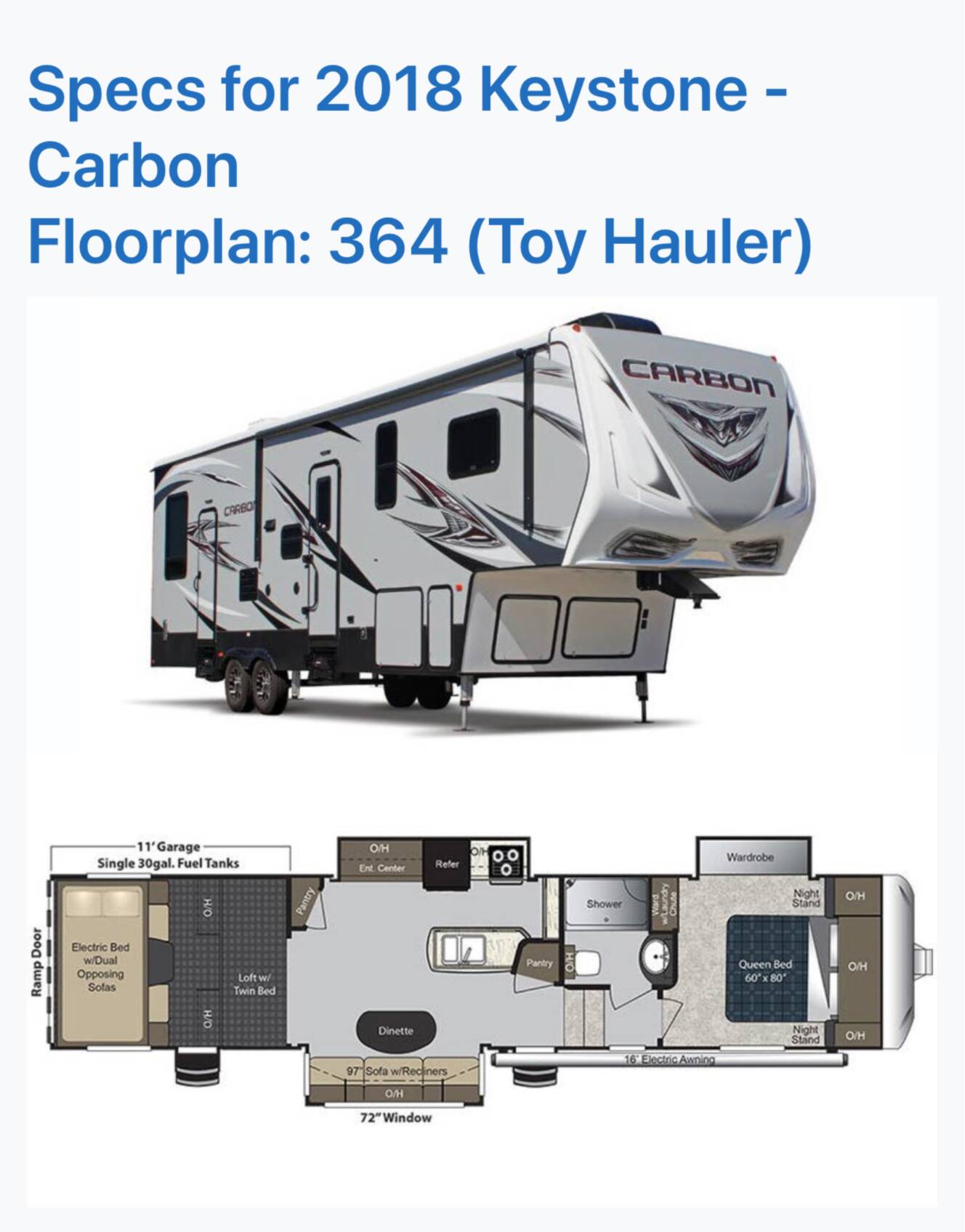 A photo of this 2018 Keystone CARBON 364