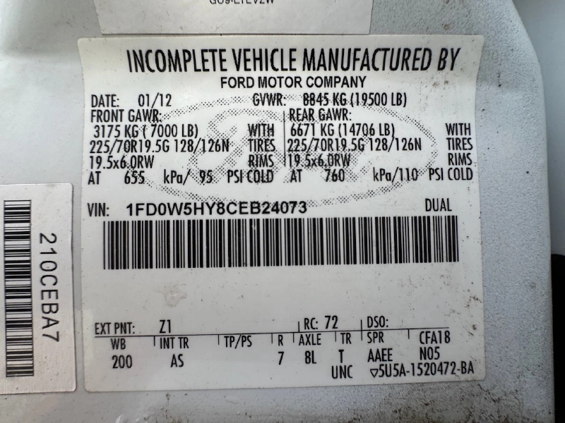 2012 FORD F550