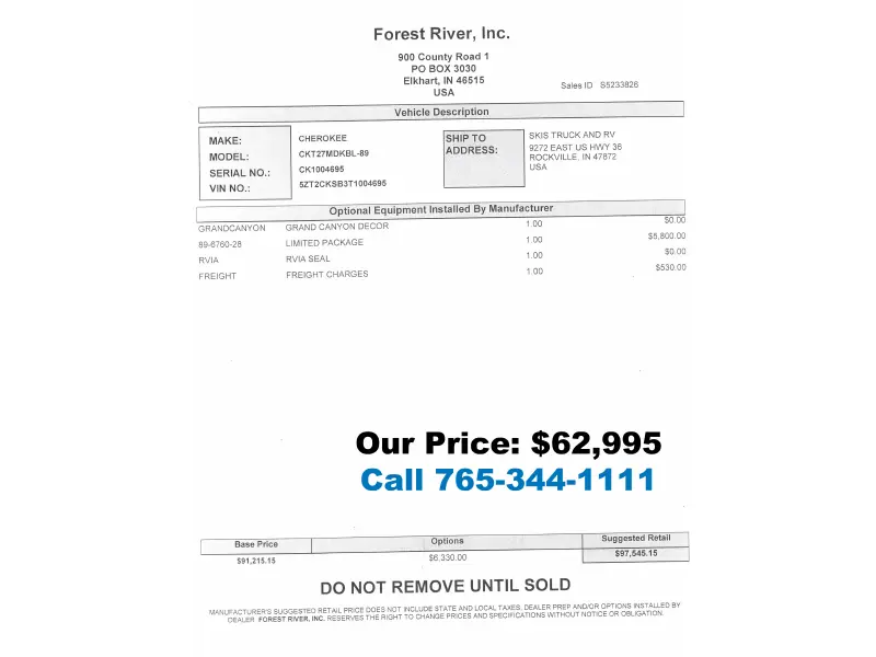 2026 Forest River Cherokee Timberwolf Black Label 27MDK Destination