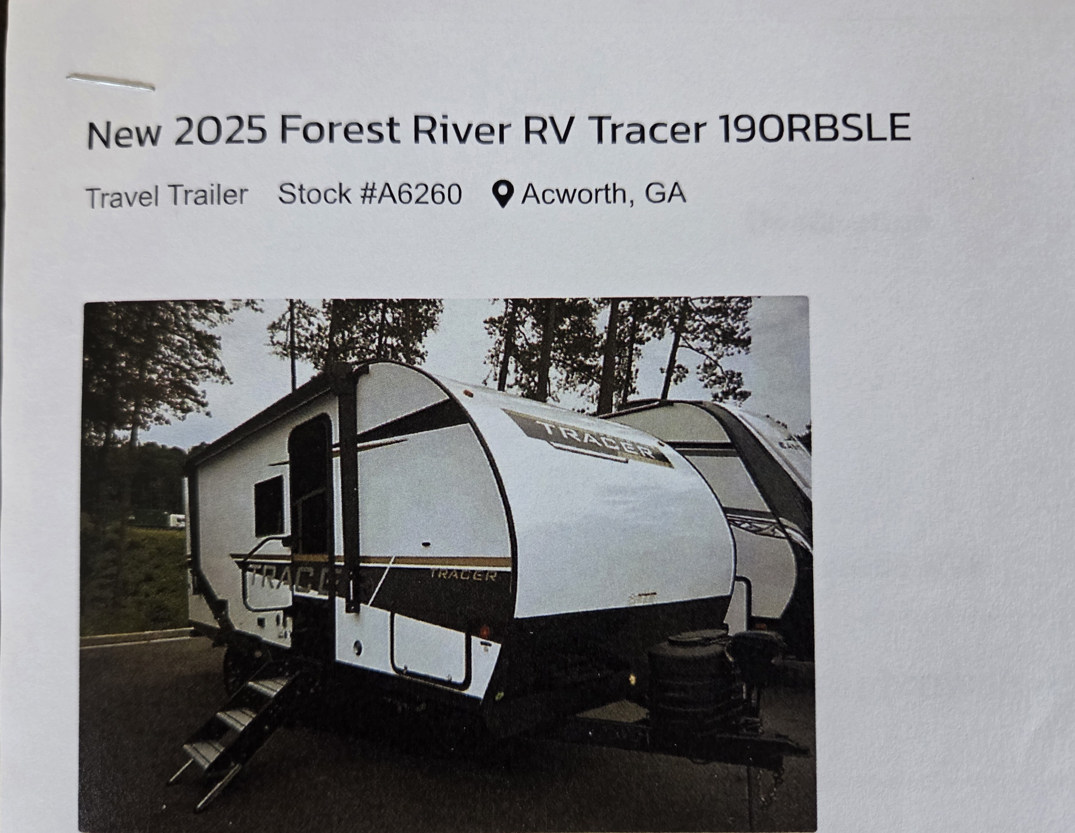 2025 Forest River TRACER LE 2750RBS RV