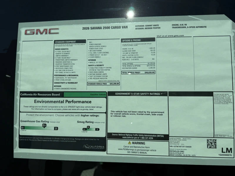 2026 GMC SAVANA 2500 V8 GAS