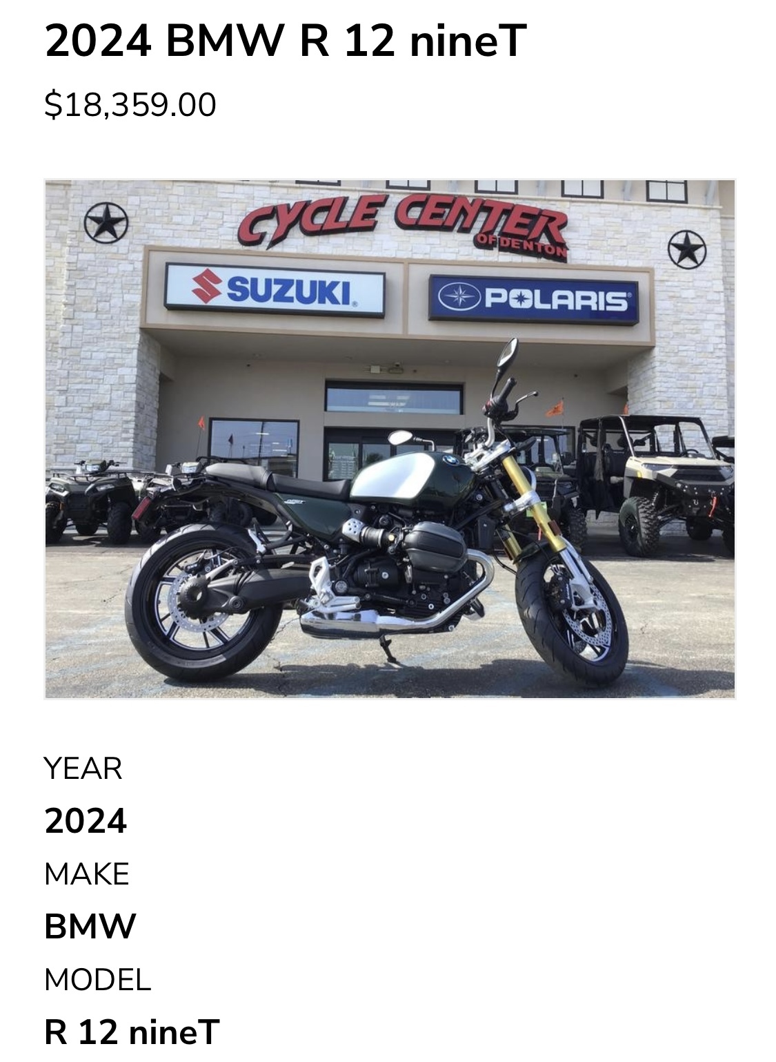 2024 BMW R NINET BASE BASE in Dallas, TX
