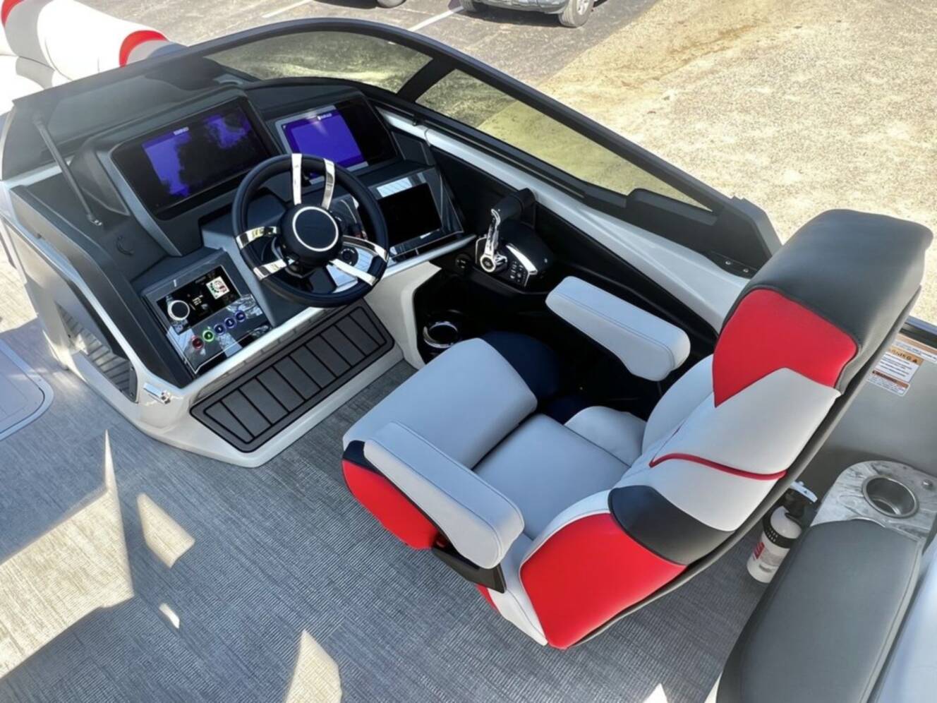 A photo of this 2025 Avalon Excalibur LTD 25' Twin Quad Lounge Windshield - Triple 