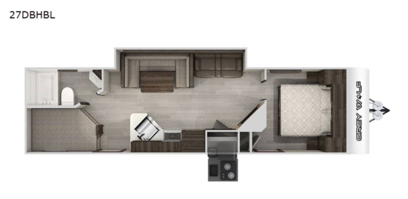 A photo of this 2020 Forest River Rv Cherokee Grey Wolf Black Label 27DBHBL