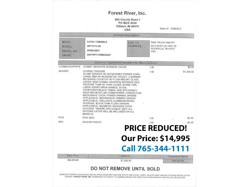 2024 Forest River R-Pod RP-171C