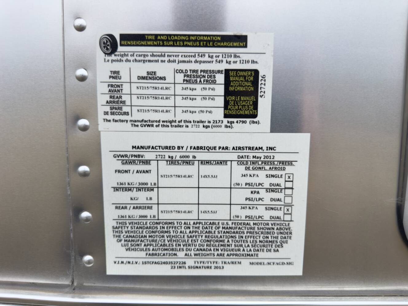 A photo of this 2013 Airstream INTERNATIONAL SIGNATURE 23D