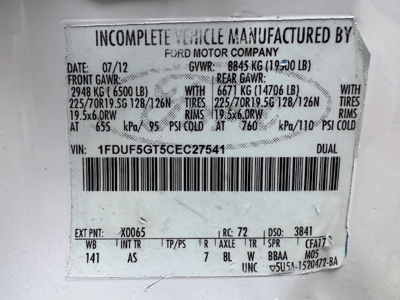 2012 FORD F550