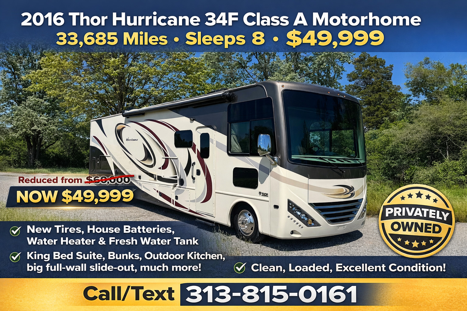 2016 Thor Motor Coach HURRICANE 34F in dearborn MI