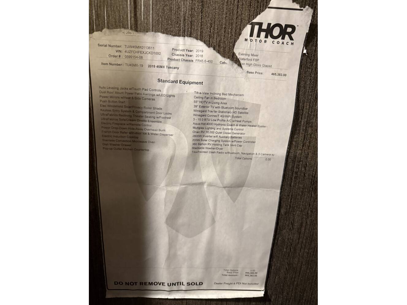 A photo of this 2019 Thor Motor Coach TUSCANY 45MX