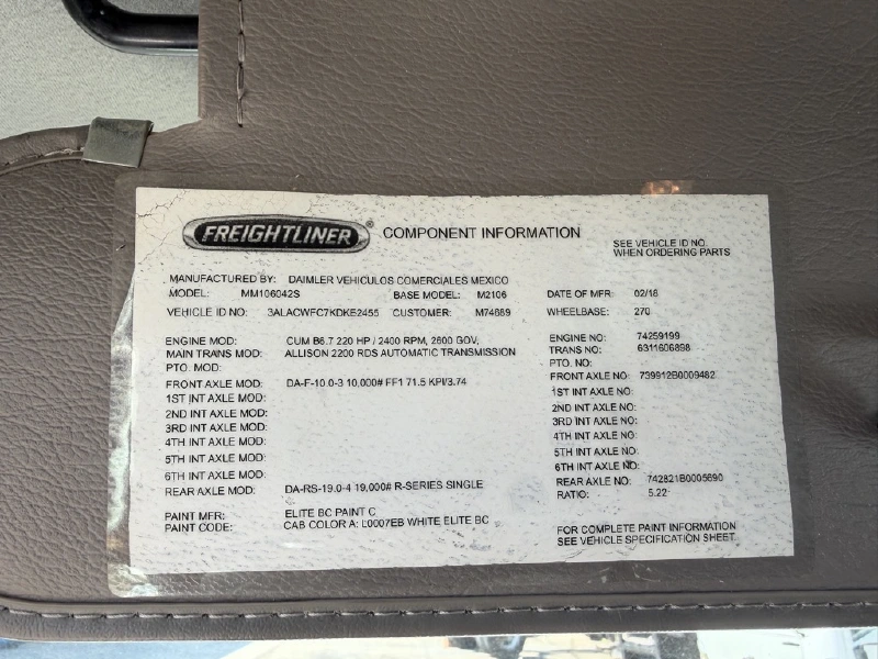 2019 FREIGHTLINER BUSINESS CLASS M2 106