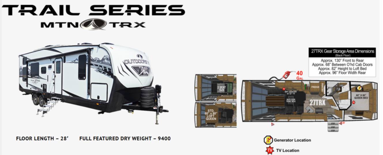 A photo of this 2020 Outdoors Rv Manufacturing MTN TRX 27TRX