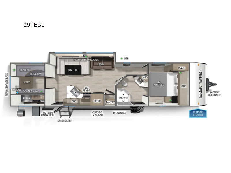 A photo of this 2026 Forest River Rv Cherokee Grey Wolf Black Label 29TEBL